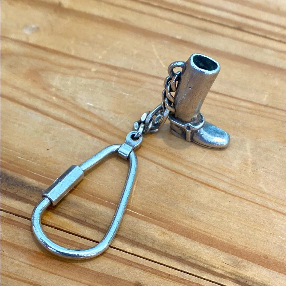 🎉 VINTAGE STERLING SILVER BOOT KEYCHAIN‼️ - Picture 1 of 10